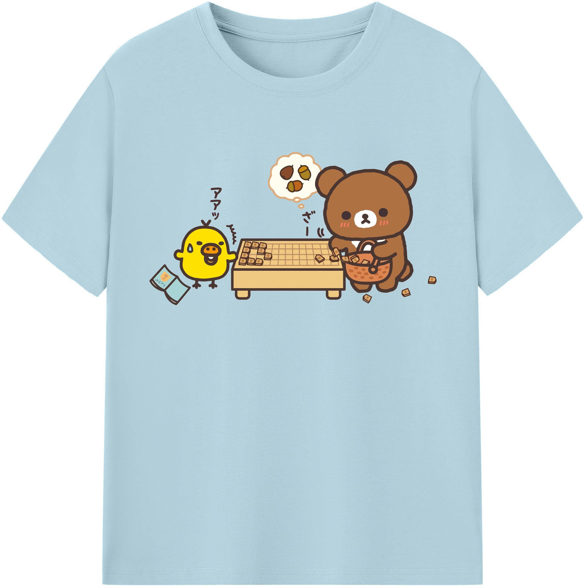 （画像用） リラックマ リラックマ キイロイトリ Rilakkuma Korilakkuma Kiiroitori 綿100％半袖Tシャツ（フロントプリント）